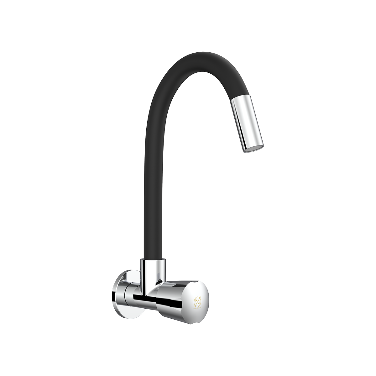 Wall Mounted Sink Cock With Swivel Flexible Spout & Flange