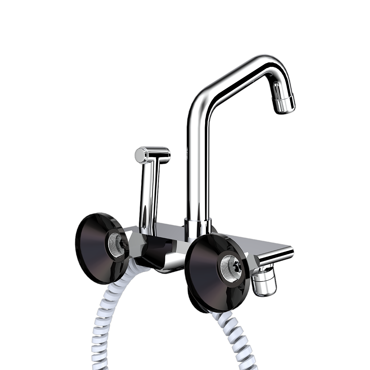 Wall Mounted Sink Mixer With Swivel Spout & Hand Shower