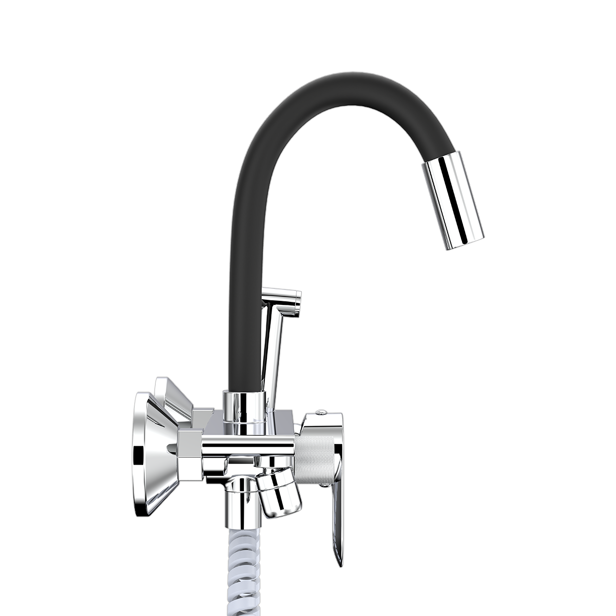 Wall Mounted Sink Mixer With Swivel Flexible Spout & Hand Shower