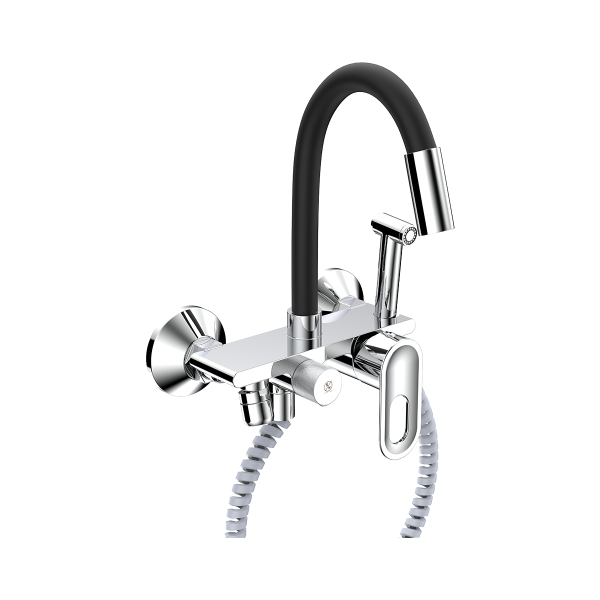 Wall Mounted Sink Mixer With Swivel Flexible Spout & Hand Shower