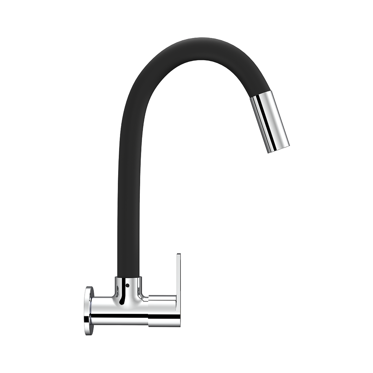 Wall Mounted Sink Cock With Swivel Flexible Spout & Flange